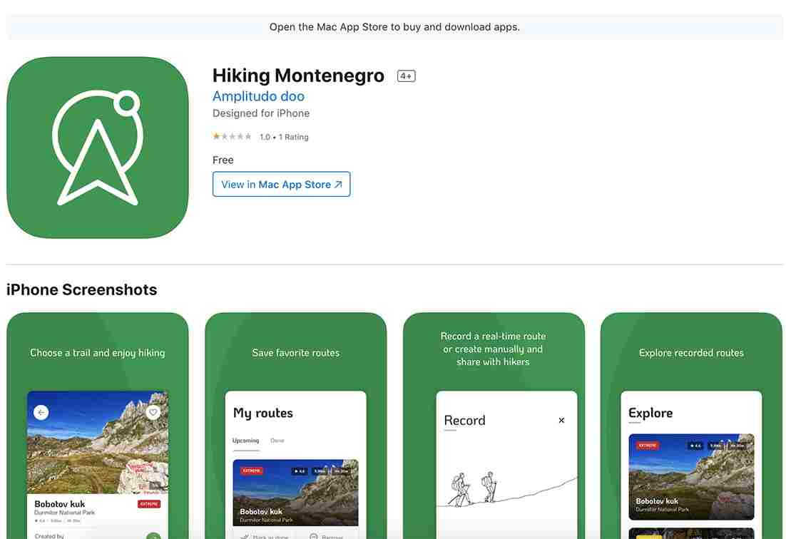 mobil app montenegroi hegyek